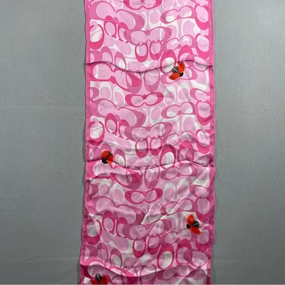 Coach Scarf 100% Silk Made in Japan Interlocking Cs with Ladybugs - Picture 11 of 16
